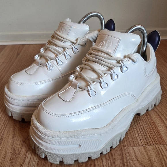 Eytys Angel Patent Leather White Chunky Platform Low Top Sneaker in White Sz 6 - Picture 8 of 16
